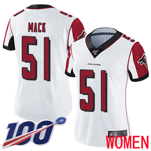 Atlanta Falcons Limited White Women Alex Mack Road Jersey NFL Football #51 100th Season Vapor Untouchable->youth nfl jersey->Youth Jersey